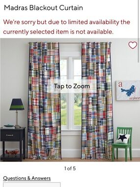 Pottery Barn Kids Madras
Blackout Curtains - Two Panel
Set